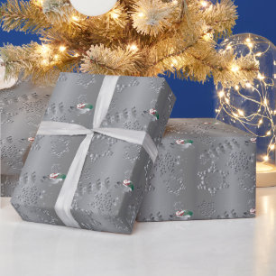 Regalo Papel envuelto de reno silvestre y copos de nieve