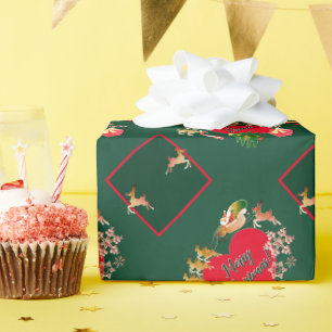 Regalo Papel envuelto de renos de navidades Santa