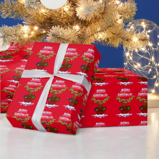 Regalo Papel envuelto de Santa Moose "Merry Christmoose"