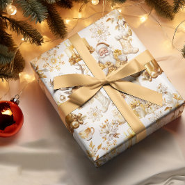 Regalo Papel envuelto de símbolos de Navidades blancos y 