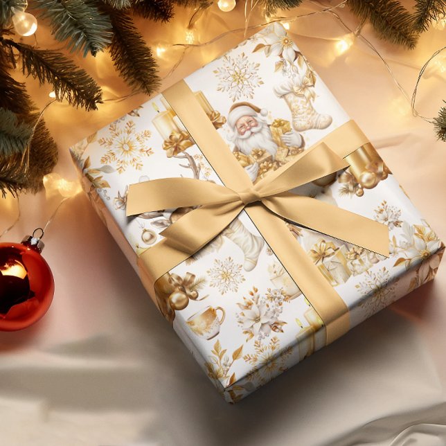 Regalo Papel envuelto de símbolos de Navidades blancos y  (Subido por el creador)