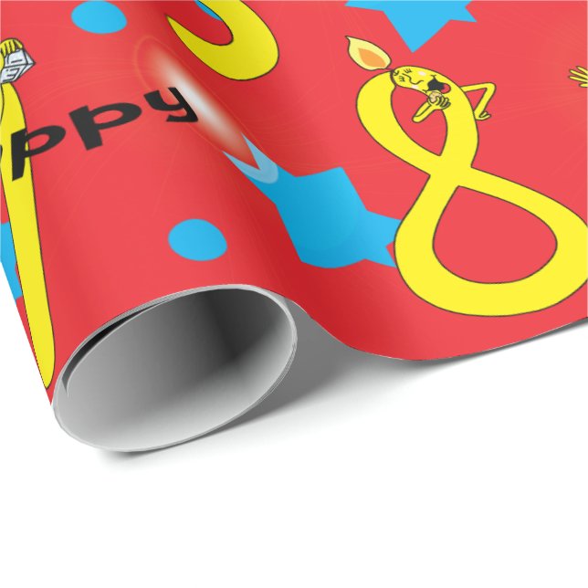 Regalo Papel envuelto en Hanukkah "números felices de Han (Esquina del rollo)