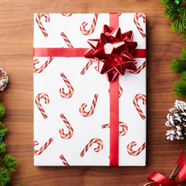 Regalo Papel envuelto Papel rojo canela de caña blanca (Subido por el creador)