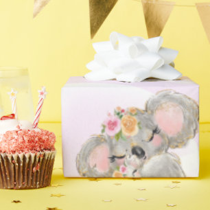 Regalo Papel envuelto para bebé y mamá de la chica rosa K