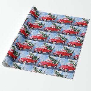 Regalo Papel envuelto para Navidades de camiones rojos