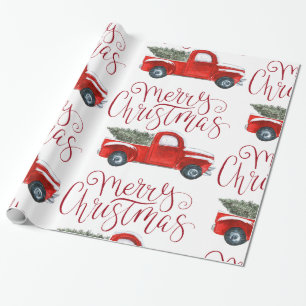 Regalo Papel envuelto para Navidades de camiones rojos de