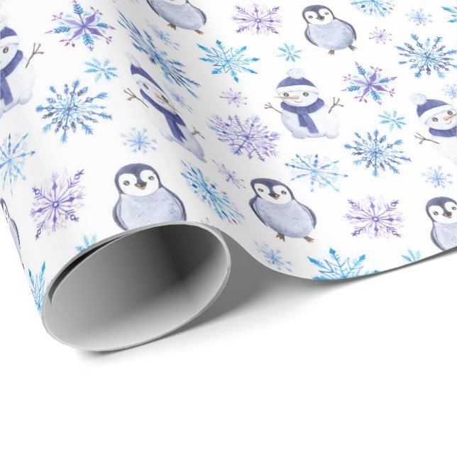 Regalo Papel envuelto para Navidades de copos de nieve (Esquina del rollo)