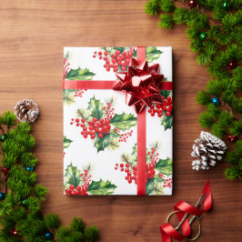 Regalo Papel envuelto para Navidades de Holly y Berries