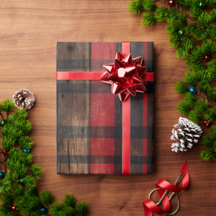 Regalo Papel envuelto para Navidades de madera de granero