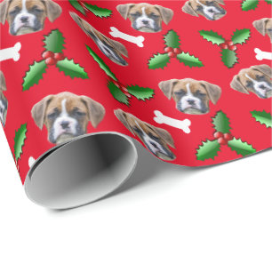 Regalo Papel envuelto para Navidades de perro boxeador
