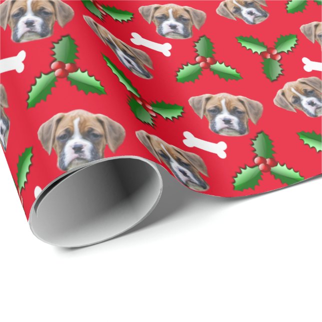 Regalo Papel envuelto para Navidades de perro boxeador (Esquina del rollo)