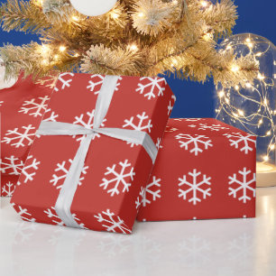 Regalo Papel envuelto rojo para Navidades de copos de nie
