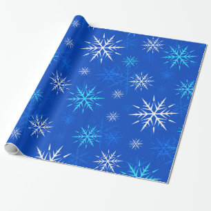 Regalo Papel esparcido de copo de nieve azul y escarpado