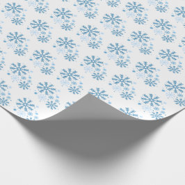 Regalo Papel esparcido de copos de nieve azul con arándan