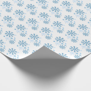 Regalo Papel esparcido de copos de nieve azul con arándan