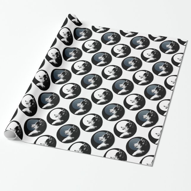 Regalo Papel Husky Envuelto Papel de perro espantado (Desenrollado)