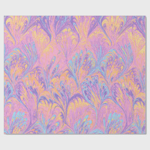 REGALO PAPEL MARMOLADO, PATRÓN DE PAVO REAL ROSA AZUL ABS