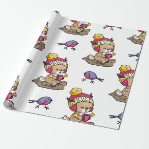 Regalo Papel para envolver de alba y pájaros caprichosos