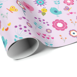 Regalo Papel para envolver de aves y abejas