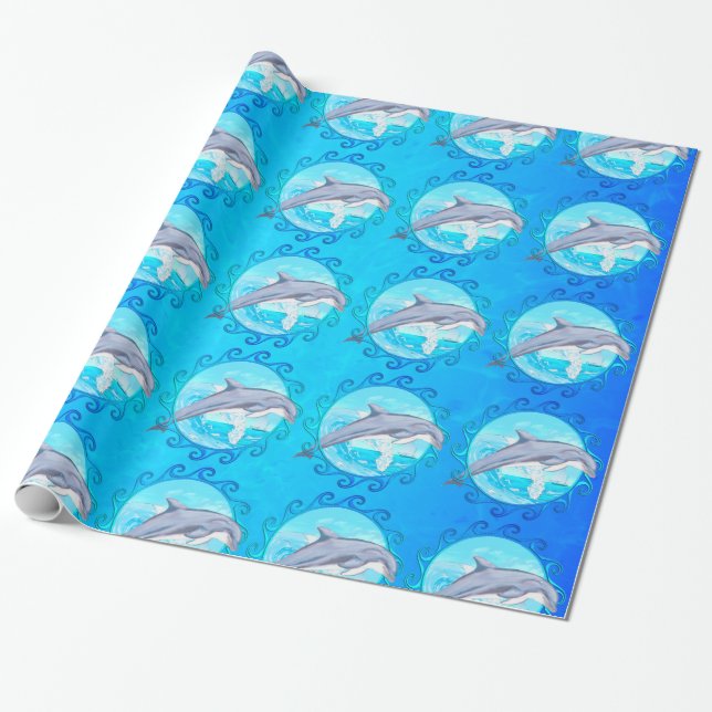 Regalo Papel para envolver de delfines maoríes (Desenrollado)