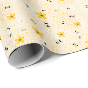 Regalo Papel para envolver de las abejas florales de prim
