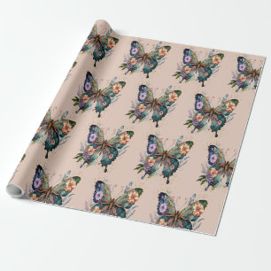 Regalo Papel para envolver de mariposas y flores