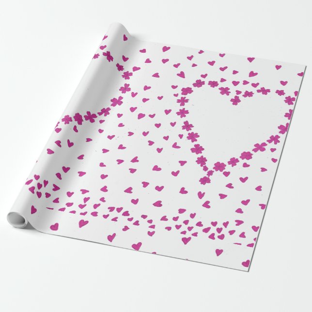 Regalo Papel para envolver el corazón de Petals (Desenrollado)