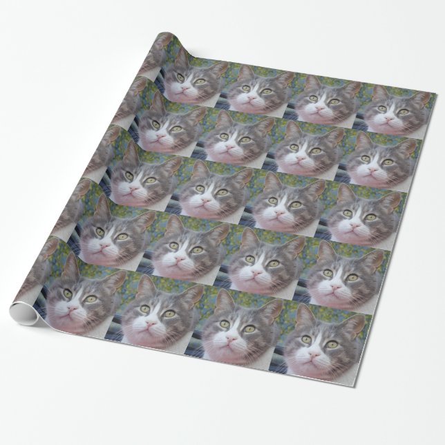 Regalo Papel para envolver gato de cara de bebé (Desenrollado)