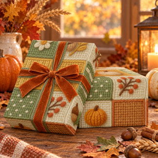Regalo Papel pintado cálido rústico de otoño con calabaza