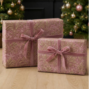 Regalo Papel pintado de Navidad de terciopelo rosa polvor