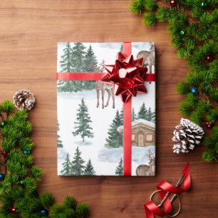Regalo Papel pintado de Navidad granero rústico paisaje i