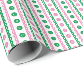 Regalo Papel pintado de rayas preppy rosa y verde para ha