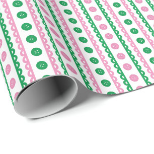 Regalo Papel pintado de rayas preppy rosa y verde para ha