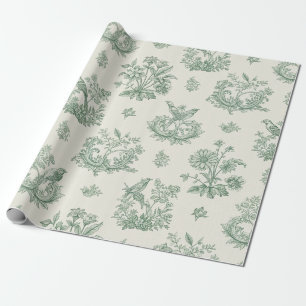 Regalo Papel pintado de toile verde menta con pájaros y f