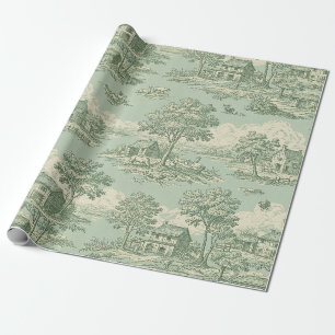 Regalo Papel pintado de toile verde pastoral con escena d