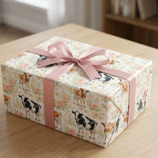 Regalo Papel pintado de vaca con acuarela para baby showe