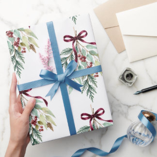 Regalo Papel pintado navideño de acuarela Burgundy Greene