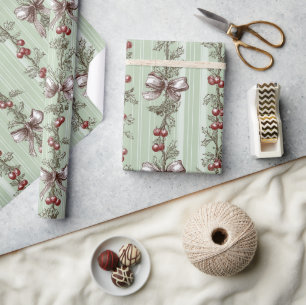 Regalo Papel pintado navideño de toile verde bonito con b