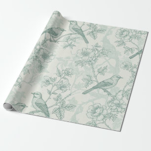Regalo Papel pintado verde menta con toile francés de páj