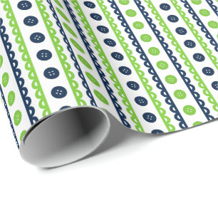 Regalo Papel preppy de rayas verde lima y azul marino par