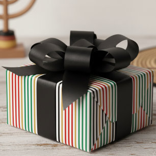 Regalo Papel rayado rojo, negro, verde y dorado de Kwanza