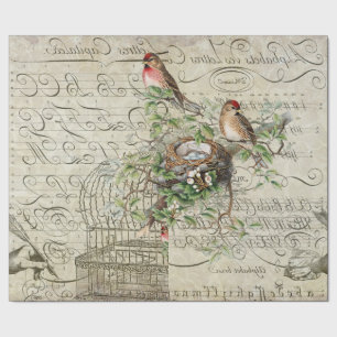 Regalo Papel rojo de Decoupage 60lb del pájaro de las