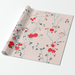 Regalo Papel rojo de envolver floral