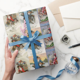 Regalo Papel Santa de automóvil antiguo Navidad