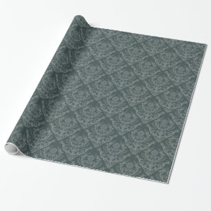 Regalo Papel tapiz verde de adamascado floral de lujo