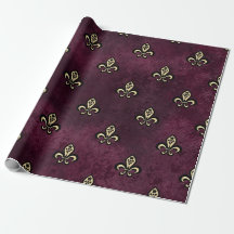 Papel vintage París borgoña y oro Fleur de Lis
