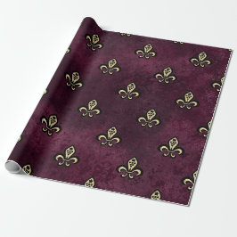 Regalo Papel vintage París borgoña y oro Fleur de Lis