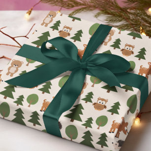 Regalo Papel Wapping de Oso de Lechuza Animal de Woodland