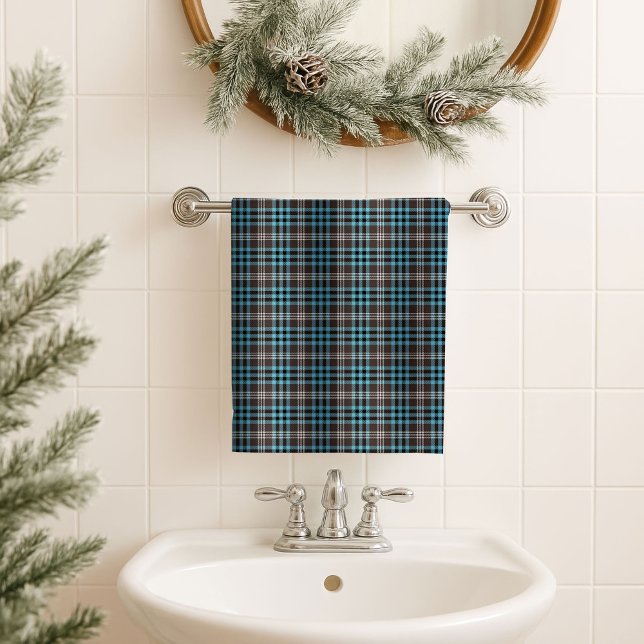 Regalo para él: toalla con estampado de cuadros az (Gift for Him – Blue Yellow Plaid Towel Accent)