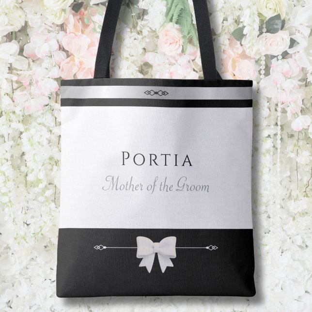 Regalo para la Madre del Novio | Bolsa de lujo mod (Luxury personalized Mother of the Groom gift tote bag on a romantic garden wedding flower wall)